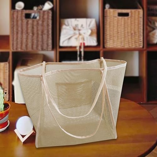 Mesh Beach Tote with Pocket for Fishing Vacation Picnic Swimming Pools Shopping2