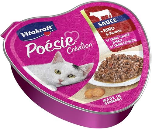 Vitakraft Poésie Création, Nassfutter Katze, Katzennassfutter in Sauce, mit Rind und Karotte, Vorratspackung… – Ansicht 3