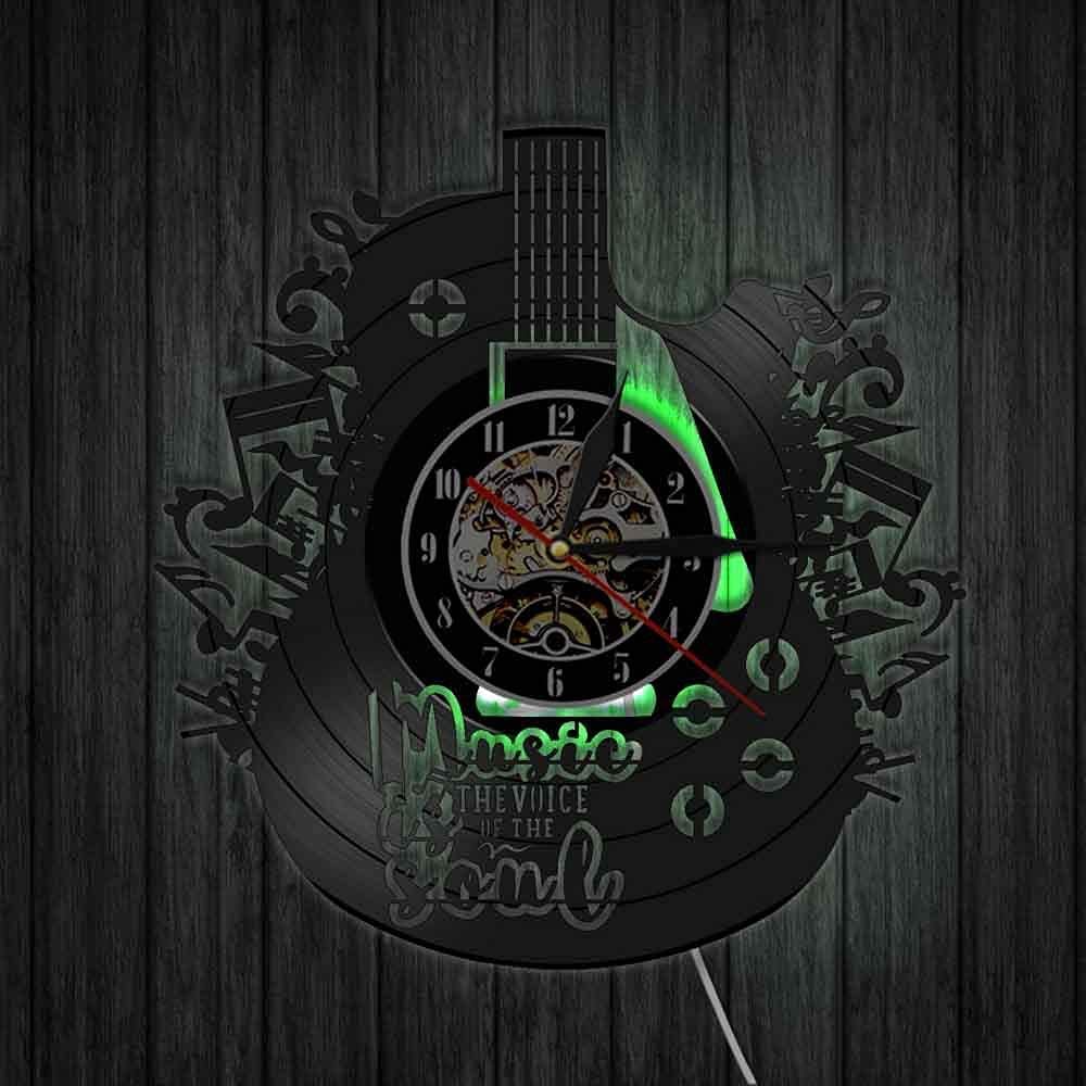 Orologio da Parete in Vinile con LED, Musica Rock, Chitarra Rock Band Musica Arte silenziosa, Decorazioni per la casa, miglior Regalo per Lui e per lei - Uomo, Donna, Fidanzato e Fidanzata