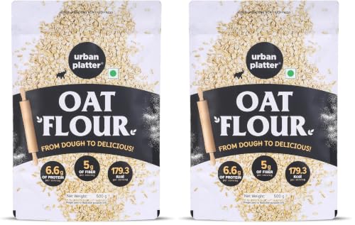 Image of Urban Platter Oats Flour, 500g (Gluten-Free | Fiber-Rich | Ideal for Baking, Pancakes & Smoothies | Made from 100% Whole Oats) (Pack of 2)