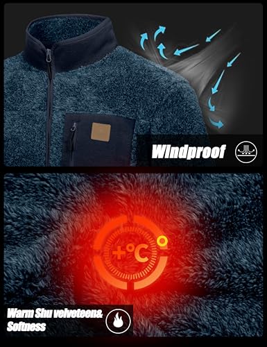 Little Donkey Andy Men's Fleece Lined Jacket Fuzzy Sherpa Full Zip Thermal Coat Lightweight Outwear for Fall Winter4