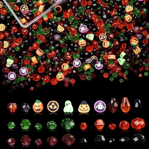 ZHIYUXI 1150PCS Halloween Glass Beads Orange Pumpkin Beads Jewelry Making