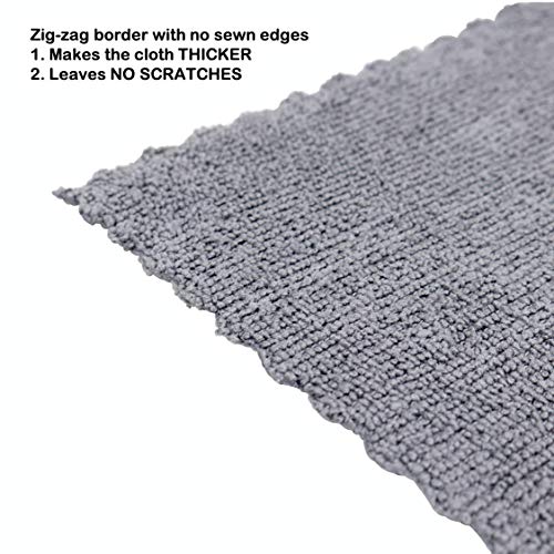 Arkwright Smartedge Microfiber Cleaning Cloths - (Pack Of 12) Thick Edge Less Dish Drying Towel For Car, Polishing, Washing, And Auto Detailing, 16 X 16 In, Grey #TOP2