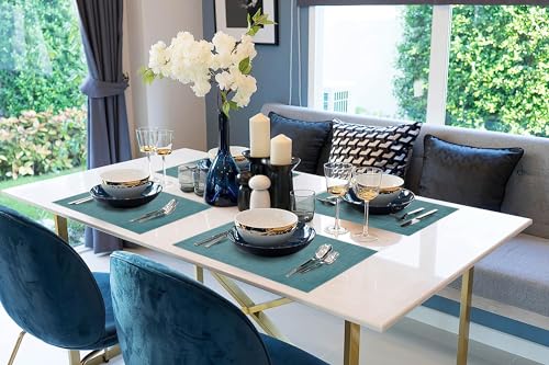 IPEA 6er Set Tischsets Abwaschbar Blau - 45 x 30 cm - für Abendessen, Mittagessen, Frühstück, 6 Stück - Waschbar, Hitzebeständig, rutschfest, Schmutzabweisend, für Küchentisch und Wohnzimmer