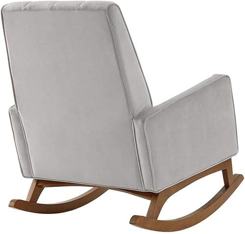 Miniatura 6 de Modway Sway Channel - Mecedora de terciopelo copetudo en color gris claro Gris,claro,Gris