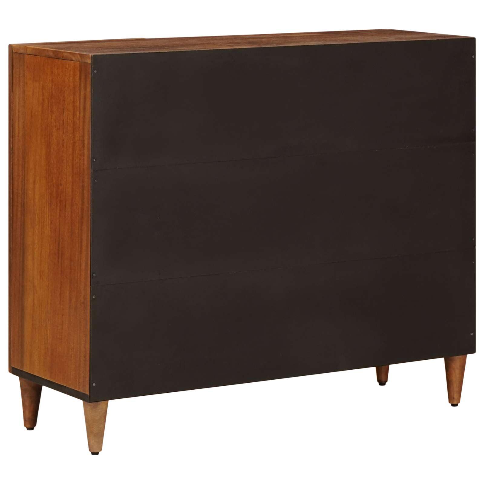 Credenza in noce con ripiano, in legno massiccio di mango, 90 x 33,5 x 75 cm, mobile basso con 2 ante a cerniera e spazio per TV, HiFi, CD, DVD, vinile, console di gioco, ricevitore