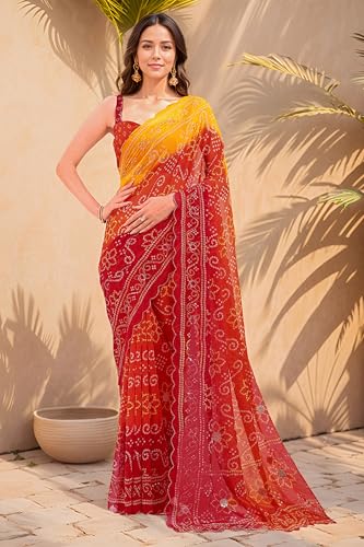 Image of MIRCHI FASHION Saree for Woman Georgette Floral Printed | Lightweight Comfortable Sari for Regular Social Wear and social visits