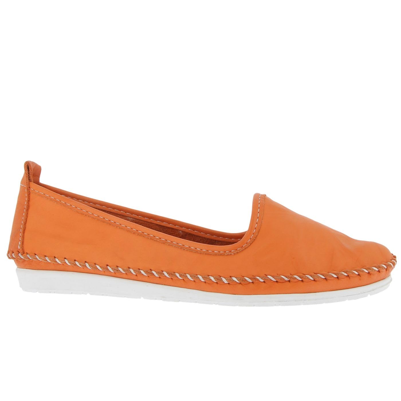 Andrea Conti 0027449 Women's Slippers Moccasin Soft Leather Boho Style, Orange, 5 UK