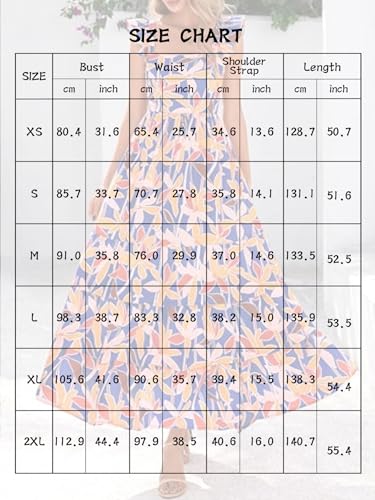 Image of 2025 Women's Summer Boho Floral Maxi Dress with Pockets - A-Line Smocked Tiered Ruffle Sleeveless Beach Sun Dress