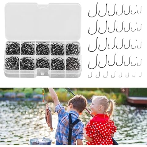 Nuqin 500Pcs Fishing Hooks Set with Box Cover