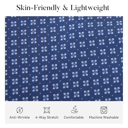 WARHORSEE Mens Casual Button Down Dress Shirts Long Sleeve 4-Way Stretch Collared Printed Business Work Shirt4