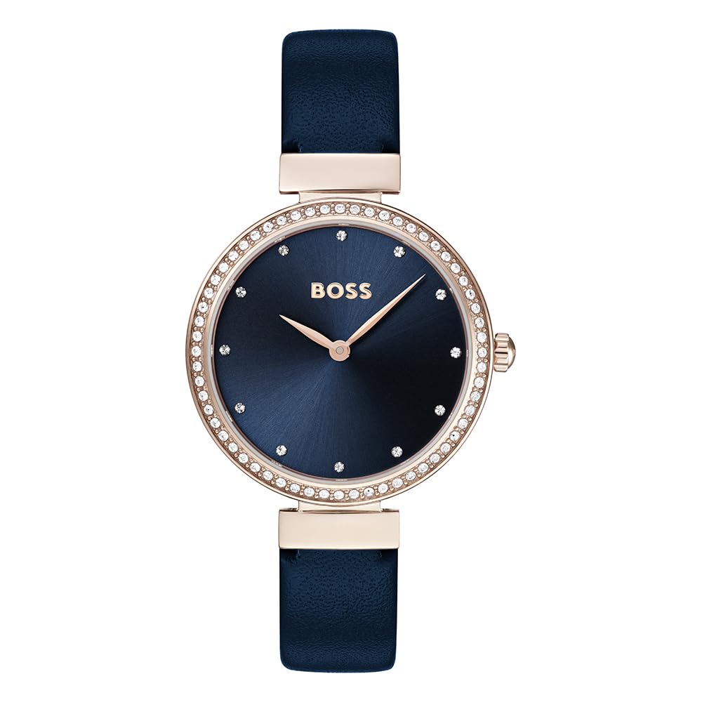 BOSS Analog Quarzuhr für Damen Kollektion Celebration mit Blaues Lederarmband - 1502477