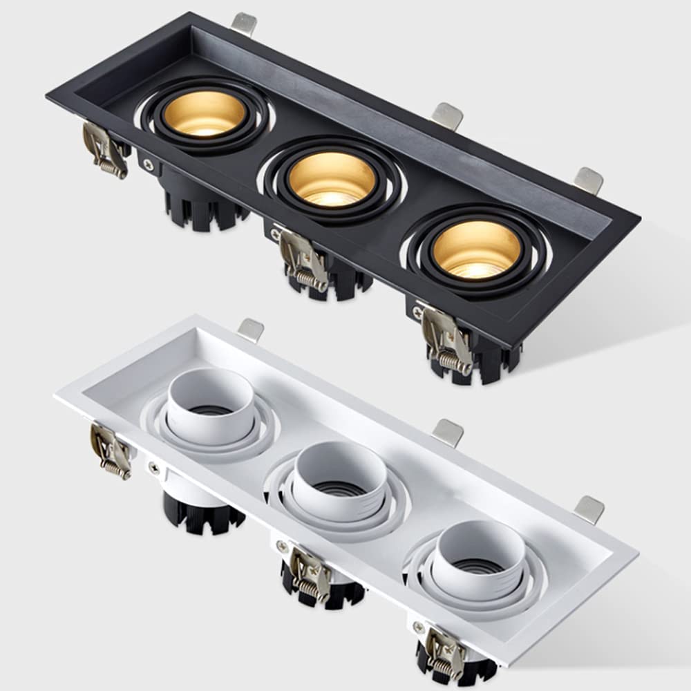 3 Faretti da Incasso Quadrati Neri A 3 Teste, Faretto Antiabbagliamento Ad Angolo Regolabile A Forma di Bulbo Oculare, Faretti Orientabili Multipli da 3 * 5W, 3 * 7,3 * 10w-4000k