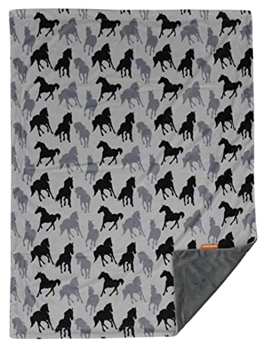 Image of Dear Baby Gear - Reversible Baby Blankets - Soft Nursery Blanket for Newborn - Toddler Blankey - Throw Blanket for Boys & Girls - Infant Blankets - 40x30 (Black & Gray Horses Print)