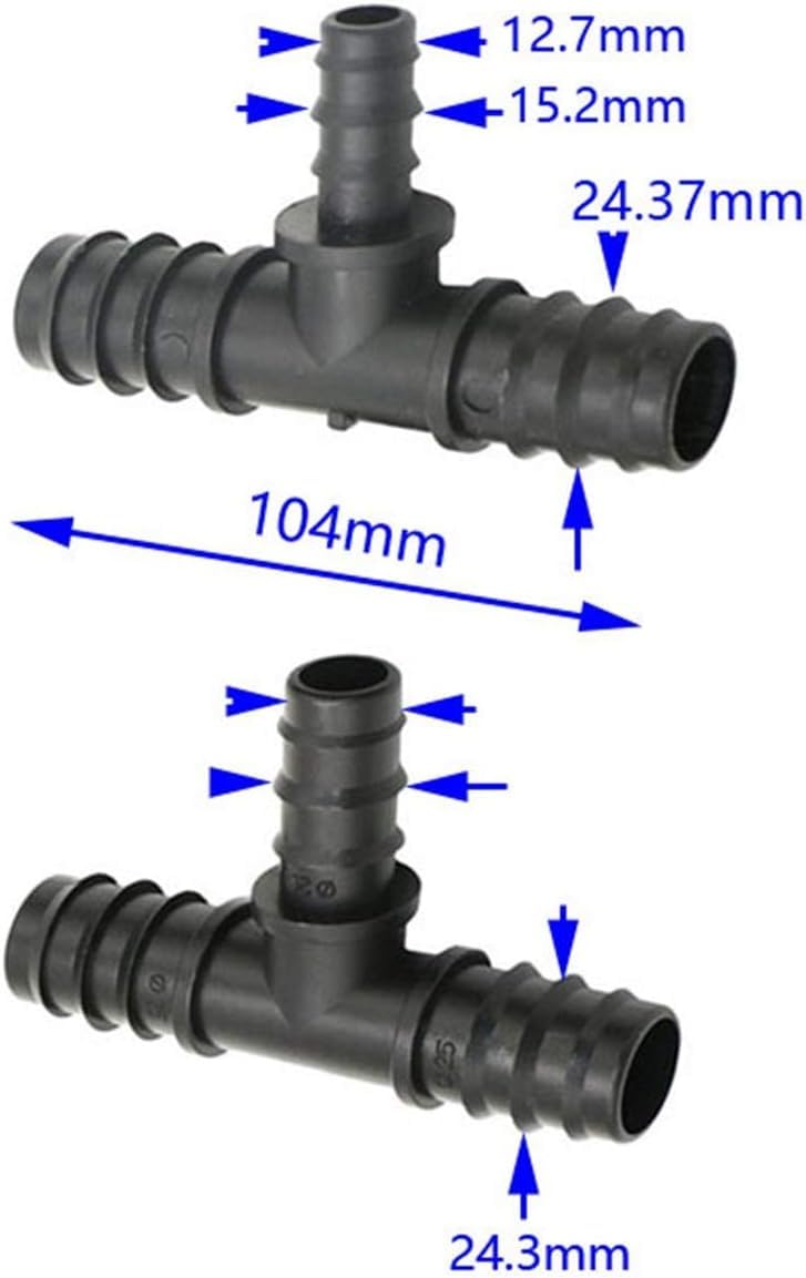 Manguera de jardín de 25 mm a 1/2 3/4 en T para Manguera, Conector de lengüeta Divisor de Agua, DN20 a 16 mm, 20 mm, en T para Manguera, Accesorios de riego por Goteo, 30 Piezas de riego Ind