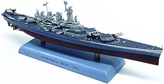 Lllunimon 1/1000 WWII USS Washington BB-56 Battleship Model Warship Alloy Die-Casting Static Boat Model Collection