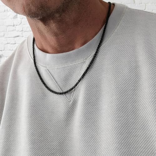 Image of HZMAN 3.0 mm Stainless Steel Wheat Silver Chain Necklaces for Men & Women 16 inch -36 inch