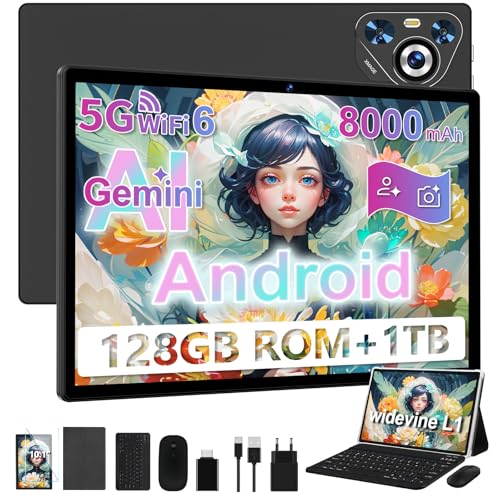 Dghrti Tablette Android, 10 Pouces, 22Go RAM 128Go ROM/TF 1TB Extensible, HD Écran IPS, 8000mAh, WiFi 5G, Octa-Core, BT5.0, 8MP+5MP, Corps métallique, Tablet Tactile...