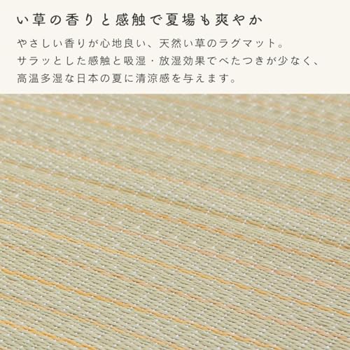 ぼん家具 い草 ラグ カーペット 夏用 いぐさラグ 約3畳 長方形 ふっくら 185×240cm ござ すべり止め付き グリーン [3]
