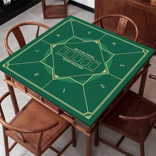Tapete de Póker Cuadrado, Tapete Neopreno Juego Texas Holdem Verde, Cartas Poker Profesional, Tapete Cartas de Poker Juego Verde(100 * 100 cm)