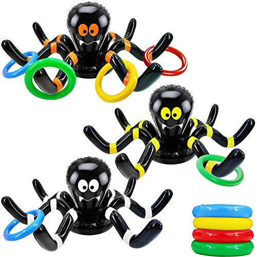 3 Pack Inflatable Spider Witch Hat Ring Toss Game Halloween Party Games for Kids Adult Outdoor Carni - //coolthings.us