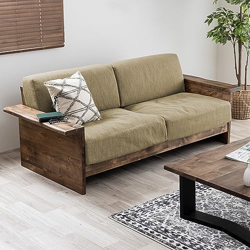 ソファー 2人掛け ソファ2pソファ 2人掛けソファ sofa コンパクト 布地 ファブリック バーチ天然木無垢材 ブラウン