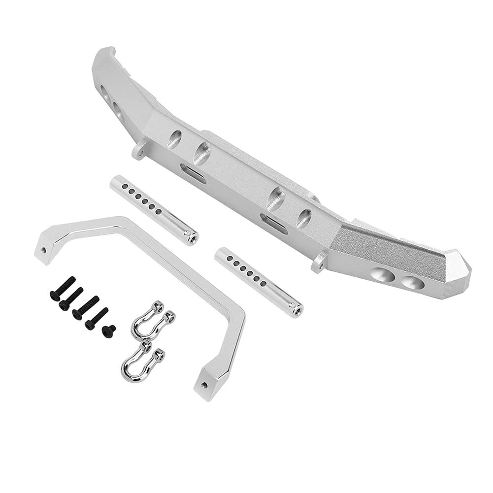 RC ZDERZAK PRZEDNI ZE STOPU ALUMINIOWEGO OSŁONA ZDERZAKA CZĘŚCI AKCESORIA DO RGT 1/10 CIĘŻARÓWKA OVERLAND ROCK CRUISER EX86100 TRWAŁA LEKKA IDEALNE DOPASOWANIE (Argento B-R86025S)
