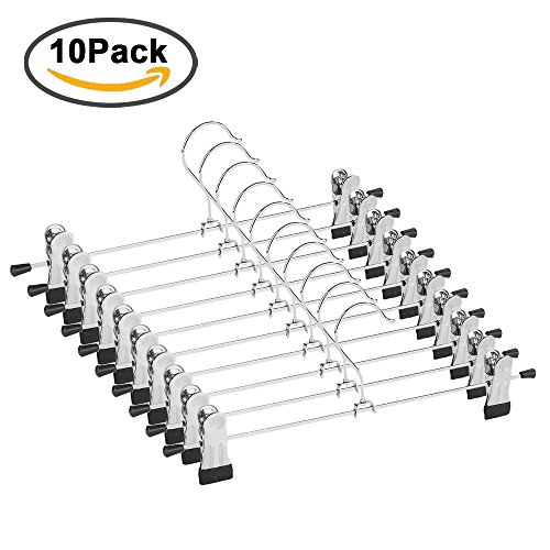 Aizhy perchas de metal colgador para pantalones antideslizante perchas falda con pinzas 30 cm (12 "), Paquete de 10