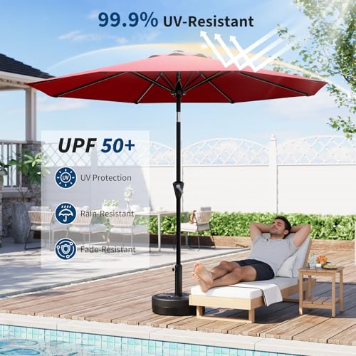 Garvee 9FT Outdoor Patio Umbrella with Tilt and Crank, Beach Pool Umbrella Outdoor Table Umbrellas Parasol UPF50+ Sunshade for Deck, Yard, Market, Red image 3