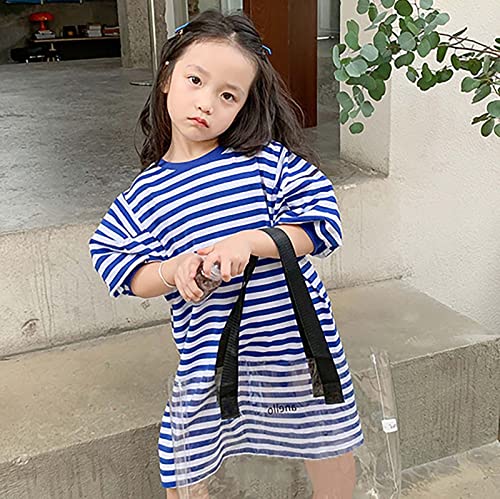 sfdgfhyf New Year Cocktail Dress Toddler Girls T Shirt Striped Mid Sleeve Long Sweater Dress 3 to 8 Years Kids Casual3