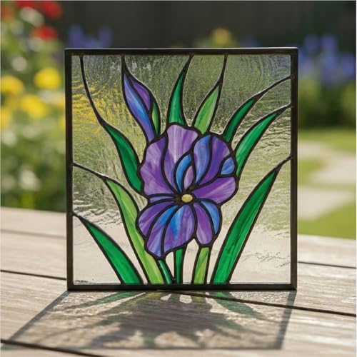 Image of The Crafthives Floral Glass Painting Kit | DIY Flower Stained Glass Art Set with Acrylic Frames, Colours, Brushes & Outliner | Creative Glass Painting Craft Kit for Kids Beginners Adults