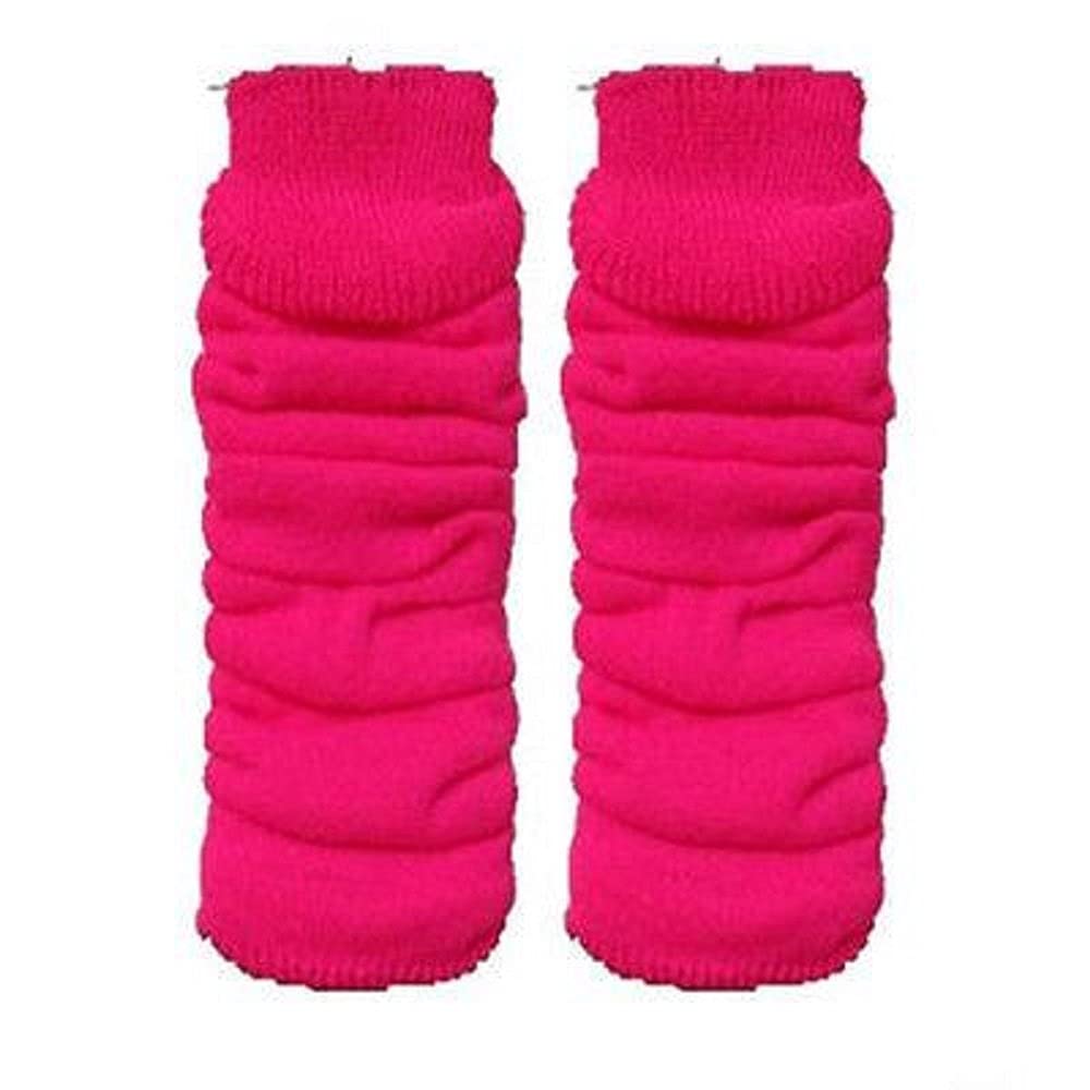 Crazy Chick Women's Hot Pink Luxurious 80'S Dance Plain Ribbed Leg Warmers, Neon Leg Warmers 15 Colours (Hot Pink)