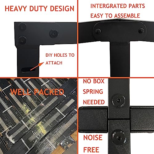 Zunatu 18 Inch Full Metal Bed Frame Foundation No Box Spring Needed Heavy Duty Tall Platform With Large Storage Easy Assembly Mattress Noise Free, Black #TOP2