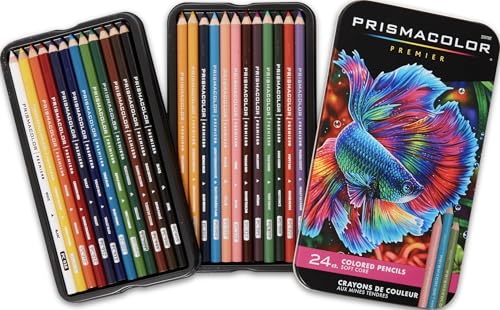 Prismacolor Premier Colored Pencils, Soft Core, Assorted Colors, 24 Count - Durable, Vibrant...
