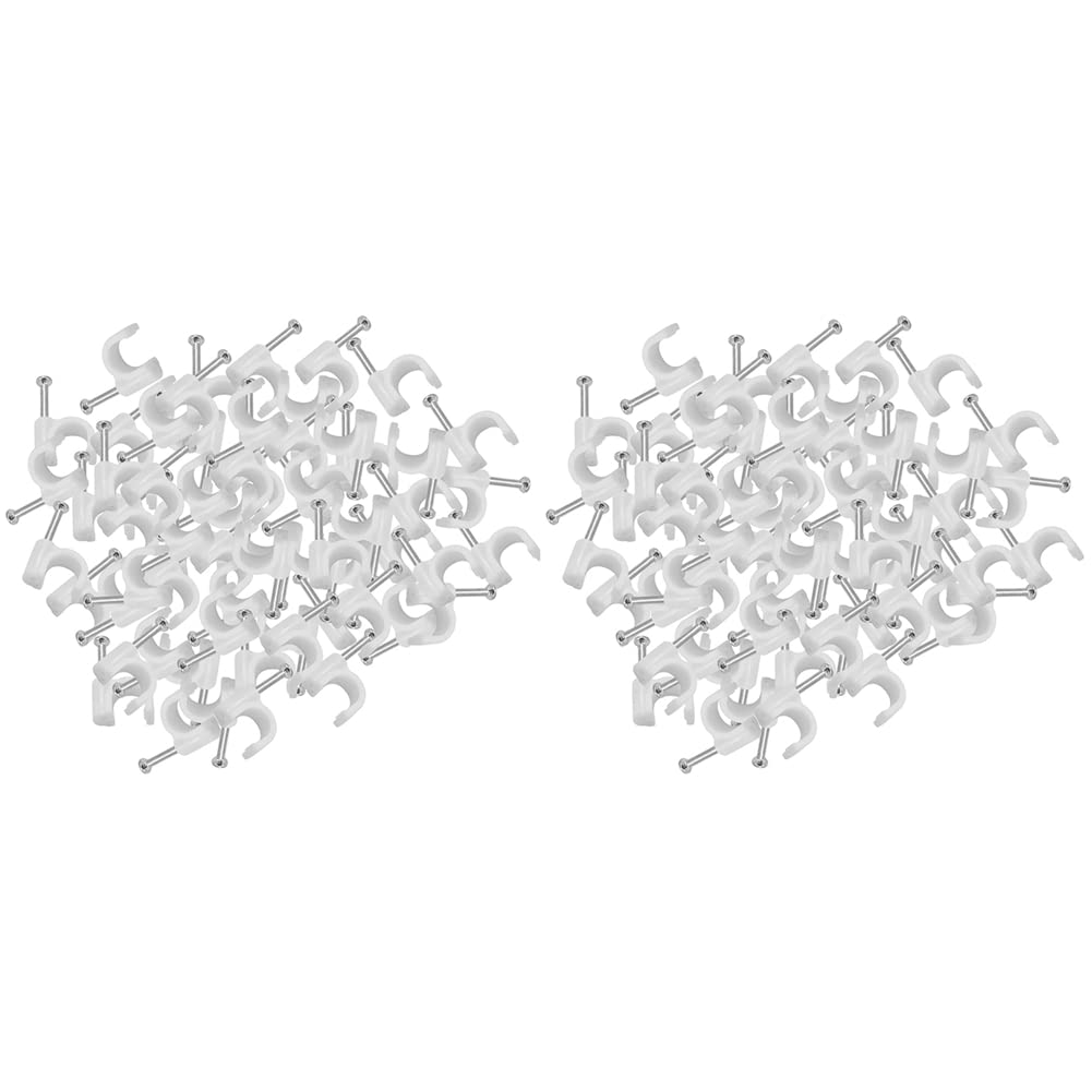 Jnchdghwa White & Silver 600X Cable Staples Clip Wall Wire Nail Fixture For Ethernet Cable Rg6 Rg59 Cat5 Cat6 Rj45 Tv Wire Cable 7Mm White