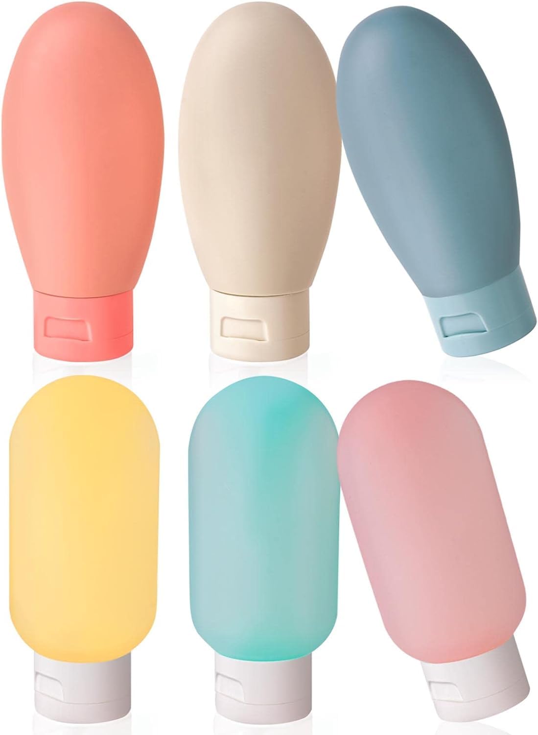 Travel Bottles Set for Toiletries, Leak-Proof Silicone Travel Containers 60ml Small Mini Empty Squeeze Bottles Travel Accessories for Toiletries (6 Pcs Travel Bottle)
