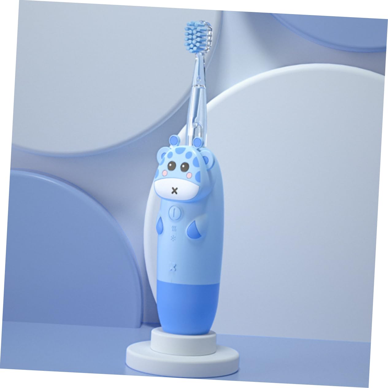 Cepillo de Dientes Eléctrico Infantil Diseño Antideslizante y Adecuado para Paquete Cabezales Azules sin Batería para Viaje y Cuidado Dental Infantil