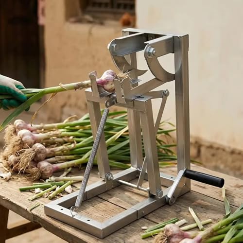 Doppelklingen-Knoblauch-Chopper, Hochleistungs-Edelstahl-Root-Cutter mit Einstellbarer Breite und Anti-Jam-Design für schnelle Vorbereitung