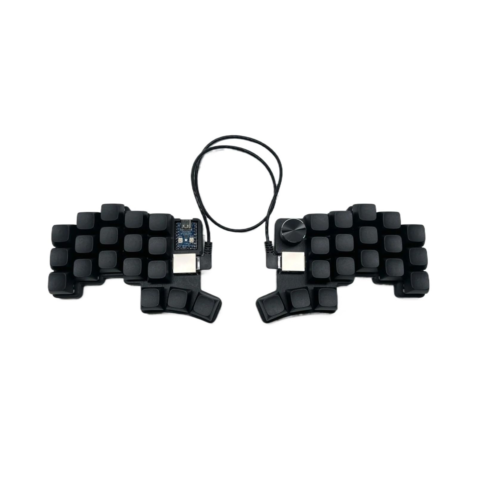 Kompatibel mit Cheapino V2 Split Wired MX Silent Kit | Vorgelöteter Split ergo. QMK/Fläschchen. MX-Silent-Schalter.(Gray Wood)
