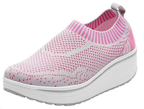 WUIWUIYU Femme Basket Chaussure Compensé Chaussures de Marche Fitness Gym Sport-Gris 37 Cover