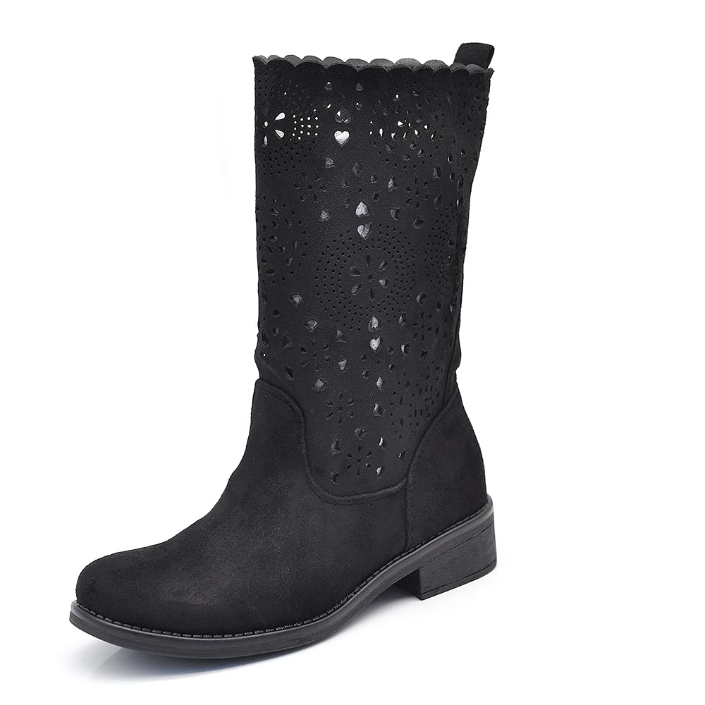 IF Fashion - Botas de mujer para primavera y verano, perforadas en el pulpcido, con hebillas y anfibias, LY70-1 Size: