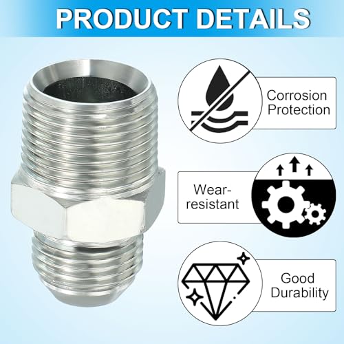 Image of PATIKIL Pipe Adapter Connector 7 /8 inch Male 74 Flare JIC x 3 /4 inch Male R Pipe Fitting Oil Feed Restrictor Fitting Hydraulic Connector for Oil Steam Water Pipelines System