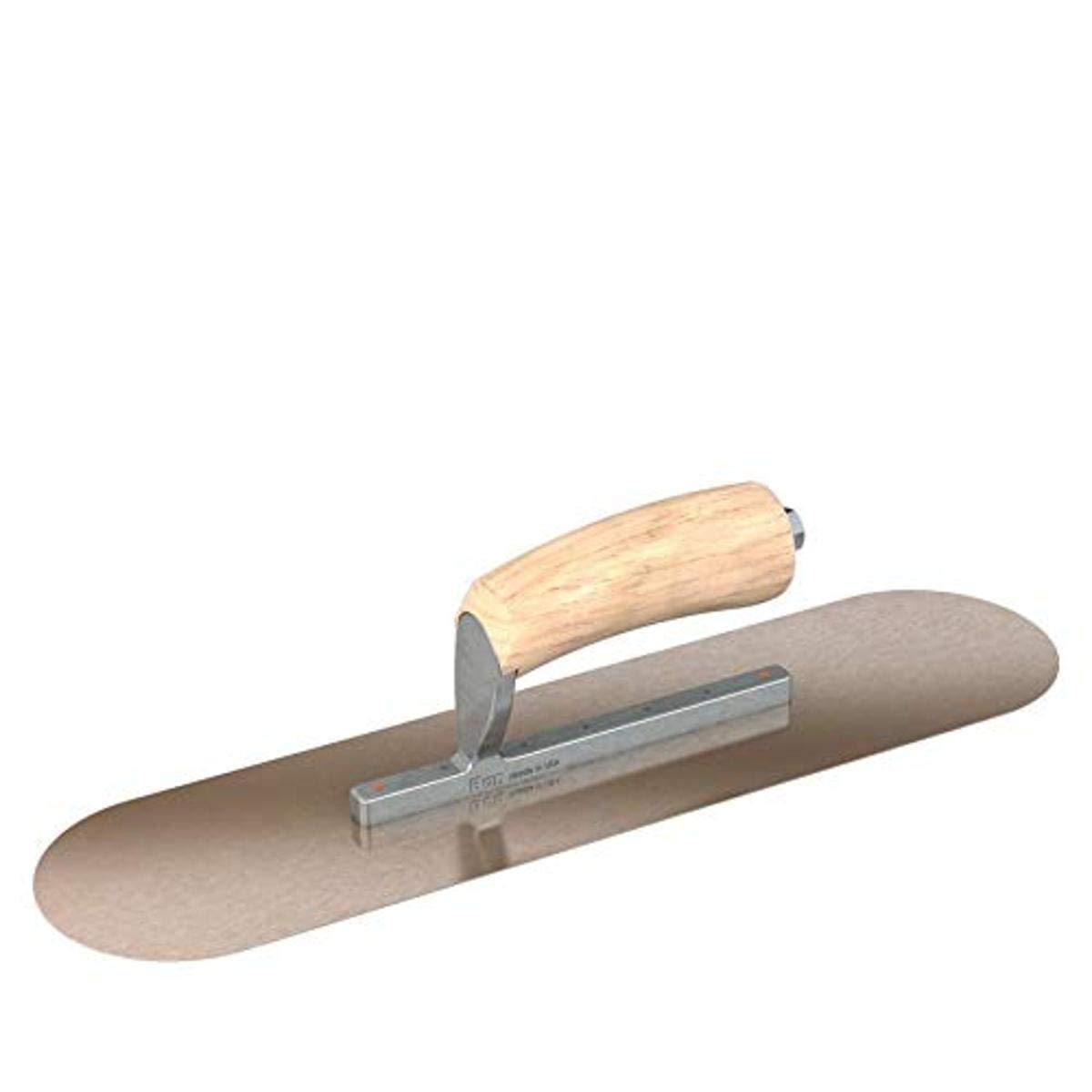 Bon Golden Stainless Steel Pool Trowel - 14" x 4" | Round-End Concrete and Plaster Trowel with Camel Back Wood Handle | Smooth Finishing Tool for Pools, Stucco, and Decorative Work