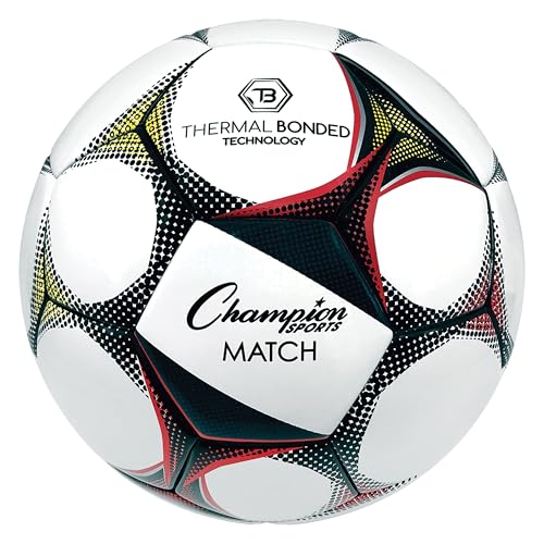 Champion Sports Thermal Bonded Soccer Ball &ndash; Official Size 5, PU Cover with Foam Backing, Seamless...