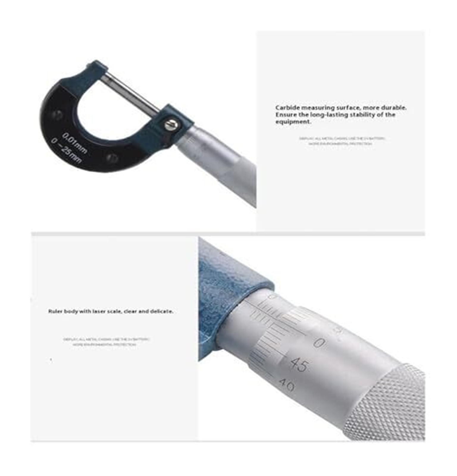 Micrometro for esterni ad alta precisione di grado industriale 0 25MM con scala resistente all'usura e testa misurazione in carburo(75-100MM(Micro-amount))