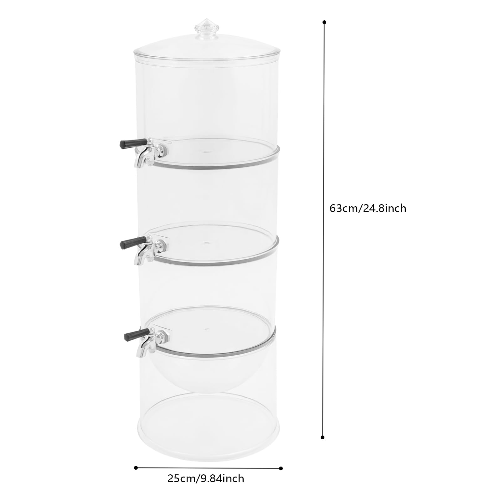 Getränkespender mit 3 Ebenen, Behälter aus Acryl mit Wasserhahn, Eisfach, stapelbares Design, spülmaschinengeeignet, für Saft, Limonade und Cocktails