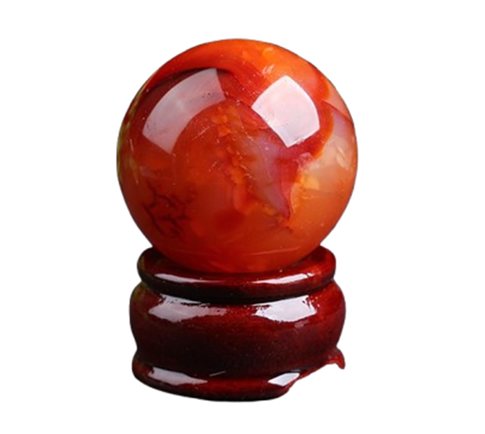 AUOQKQUT Crystals Sphere Rare Red Agate Quartz Crystal Ball Specimens Feng Shui for Home Office Decoration,30~40mm