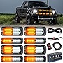 Nilight 8PCS LED Strobe lights 12V Sync Feature Amber White 12 24LED Emergency Hazard Warning Lights with Strobe Controller for Cars Trucks RVs Campers, 2 Years Warranty