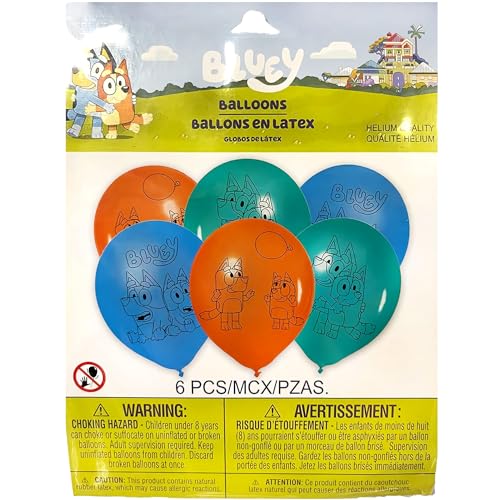 Image of Bluey-Inspired Multicolor Latex Balloons - 12 inch (6 Pcs) - Fun, Durable & Eco-Friendly Party Decorations for Kids' Celebrations & Events