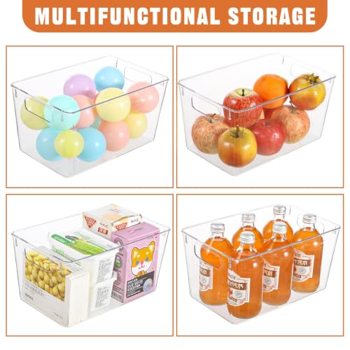 Image of Freebat 12 Pack Large Clear Plastic Storage Bins,Plastic Containers with Handle for Pantry Organizer and Storage,Perfect for Kitchen,Fridge,Cabinet, Closet,Bathroom Under Sink Storage